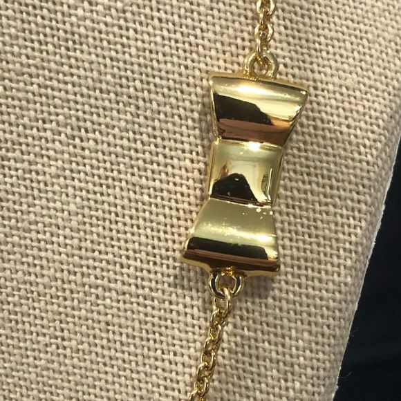KATE SPADE Gold Tone Gold Enamel Bow Long Necklace - Picture 11 of 14